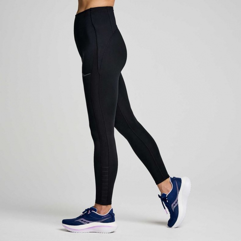 Black Saucony Fortify Viz Women's Tight | EGYPT GEFKPN