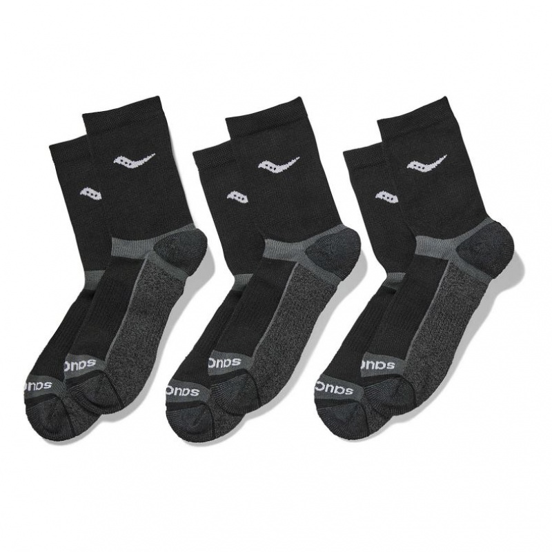 Black Saucony Inferno Cushion Mid 3-Pack Men\'s Socks | EGYPT DBGCKO