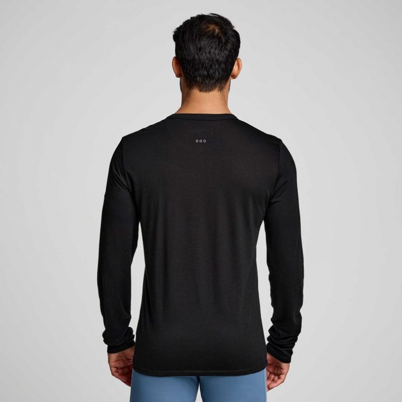 Black Saucony Peregrine Merino Long Sleeve Men's T-Shirt | EGYPT HSWGMC