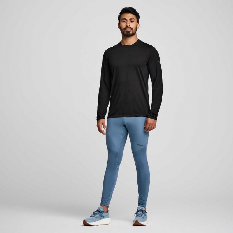 Black Saucony Peregrine Merino Long Sleeve Men's T-Shirt | EGYPT HSWGMC