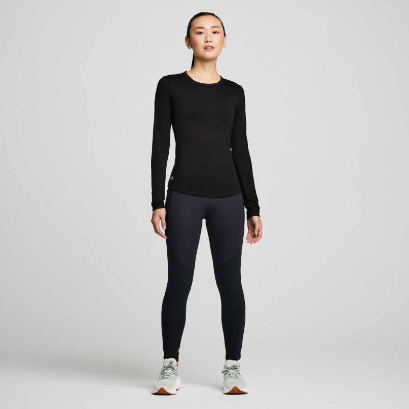 Black Saucony Peregrine Merino Long Sleeve Women's T-Shirt | EGYPT PFVJBK