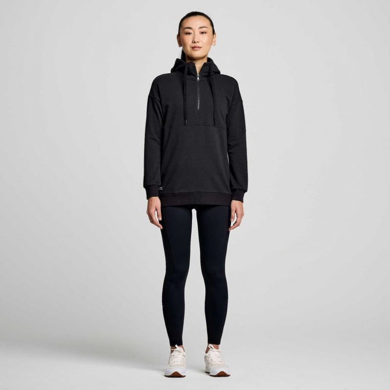 Black Saucony Recovery Zip Tunic Women's Hoodie | EGYPT ZHGAMU