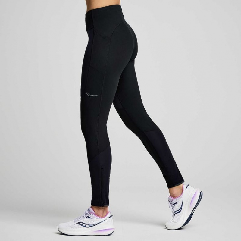 Black Saucony Runshield Women's Tight | EGYPT UIJMEO