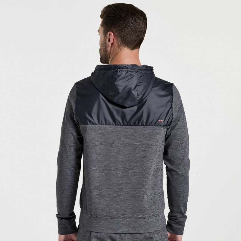 Black Saucony Solstice Zip Men's Hoodie | EGYPT CKLBRJ