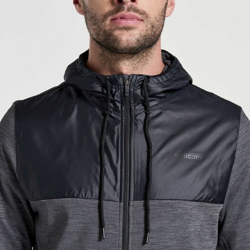 Black Saucony Solstice Zip Men's Hoodie | EGYPT CKLBRJ