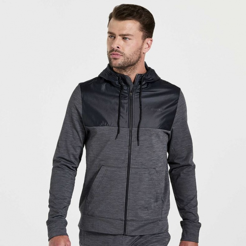 Black Saucony Solstice Zip Men\'s Hoodie | EGYPT CKLBRJ