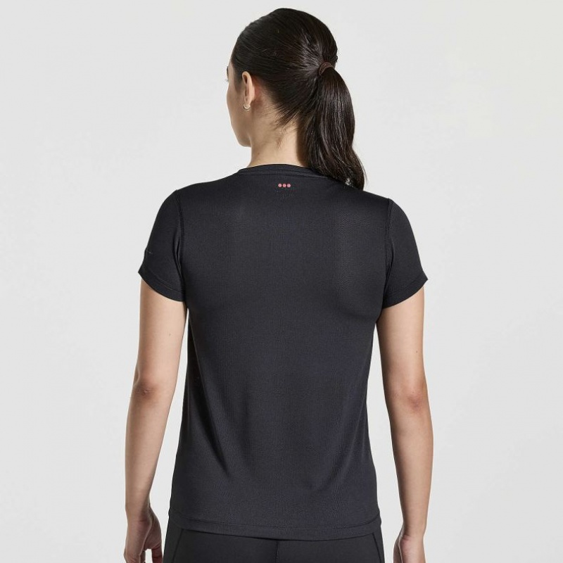 Black Saucony Stopwatch Graphic Short Sleeve Women's T-Shirt | EGYPT EZBLSQ