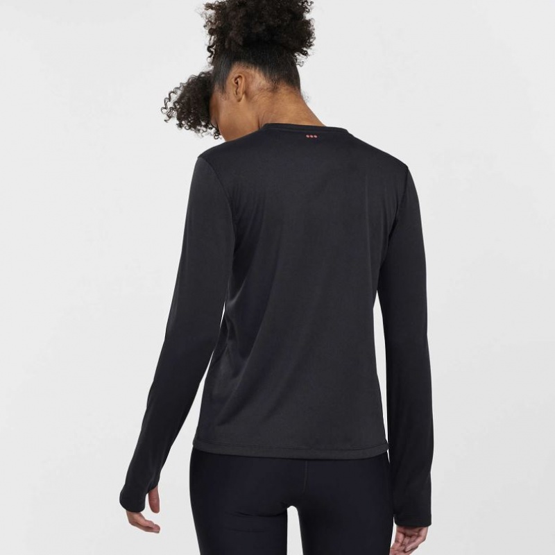 Black Saucony Stopwatch Long Sleeve Women's T-Shirt | EGYPT YKFNCQ