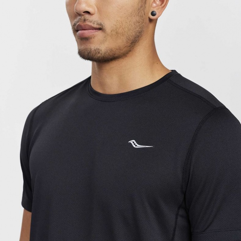 Black Saucony Stopwatch Short Sleeve Men's T-Shirt | EGYPT HAERXC