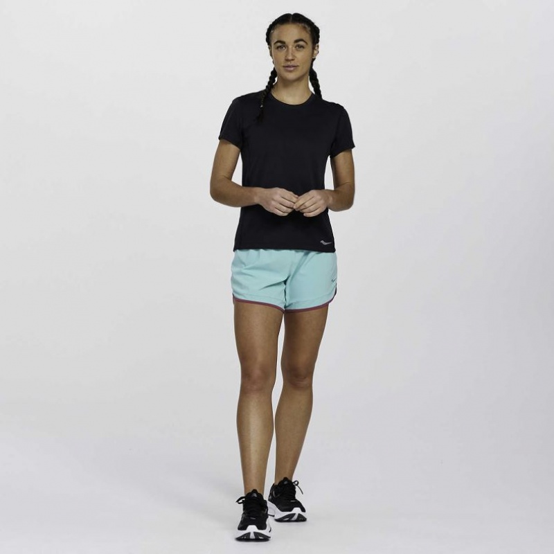 Black Saucony Stopwatch Short Sleeve Women's T-Shirt | EGYPT GBAWNS