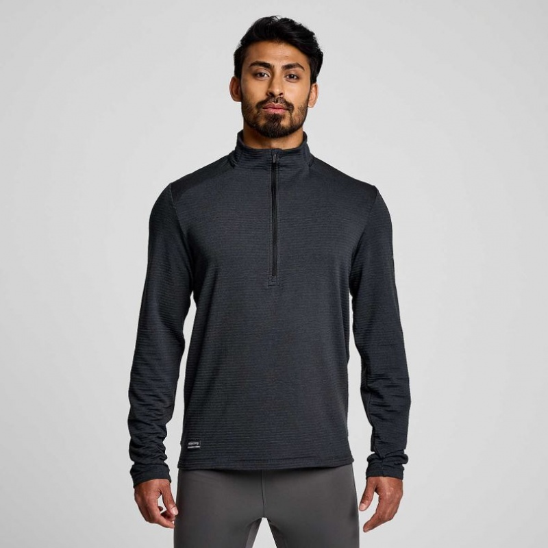 Black Saucony Triumph 3D 1/2 Zip Men\'s Sweatshirt | EGYPT TURDFY