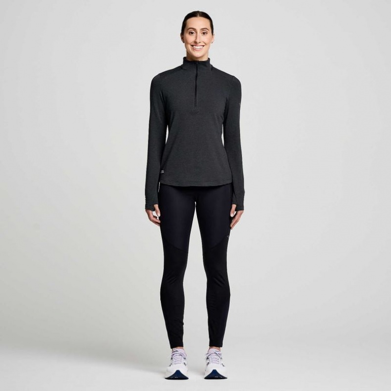 Black Saucony Triumph 3D 1/2 Zip Women's Sweatshirt | EGYPT MJKRSY