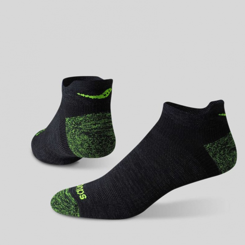 Black / Green Saucony Inferno No Show Tab 3-Pack Men's Socks | EGYPT DMFOIQ