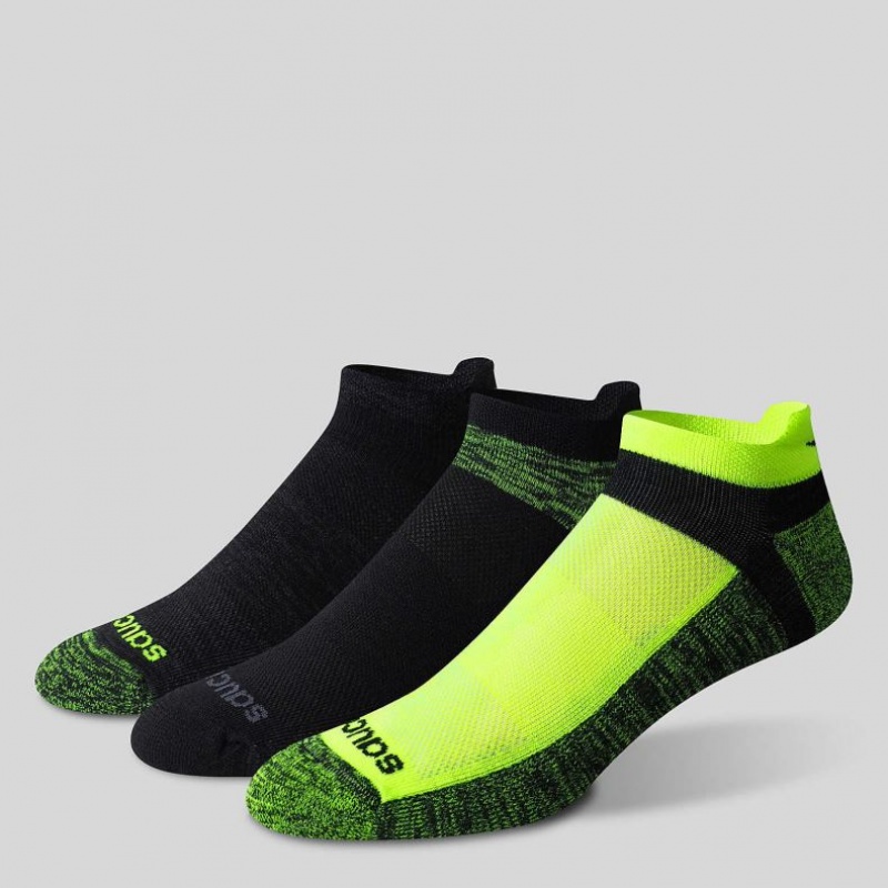 Black / Green Saucony Inferno No Show Tab 3-Pack Men's Socks | EGYPT DMFOIQ