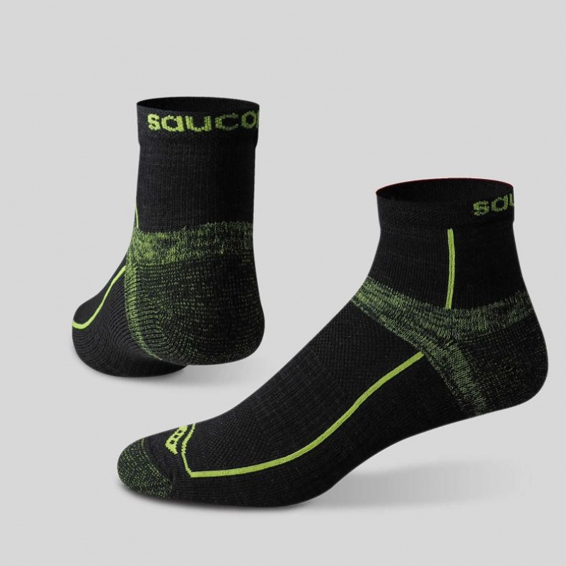 Black / Green Saucony Inferno Quarter 3-Pack Men's Socks | EGYPT QYHUOW