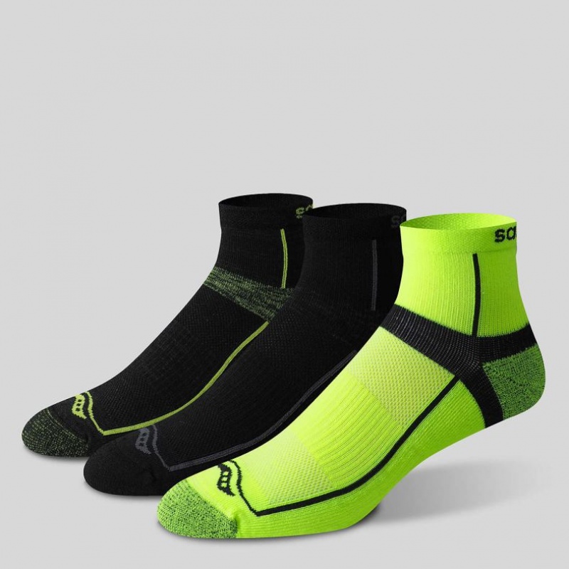 Black / Green Saucony Inferno Quarter 3-Pack Men's Socks | EGYPT QYHUOW