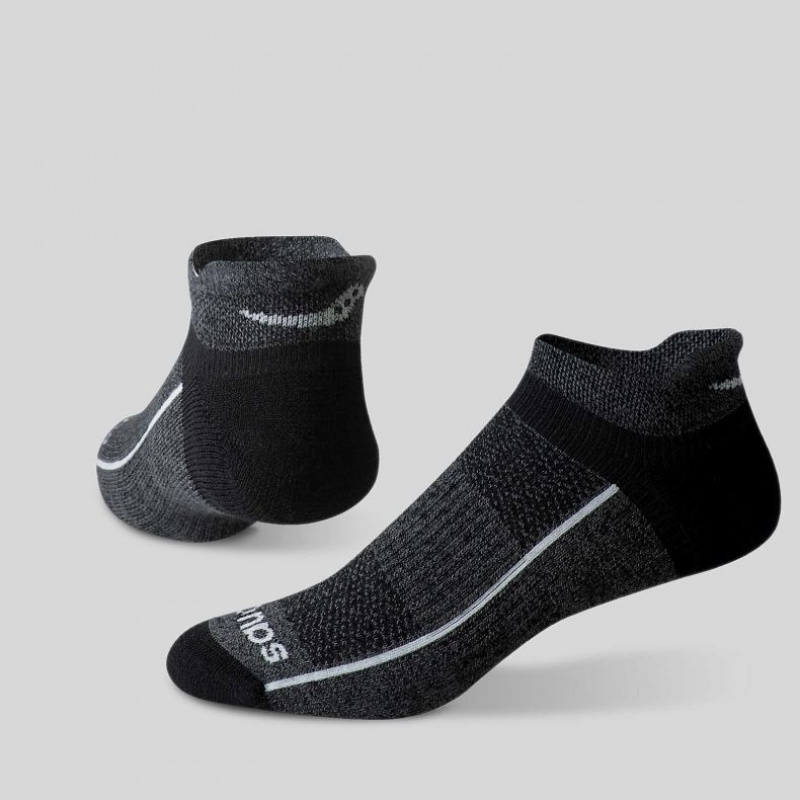 Black / Grey Saucony Inferno Merino Wool Blend No Show 3-Pack Men's Socks | EGYPT YFAXRC