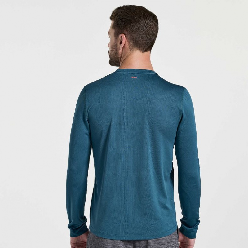 Blue Saucony Stopwatch Graphic Long Sleeve Men's T-Shirt | EGYPT PCDJLI