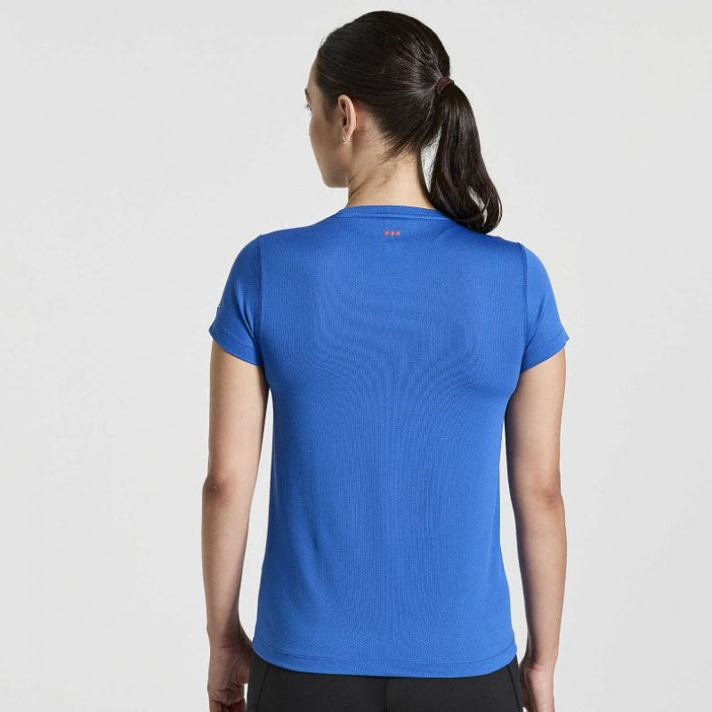 Blue Saucony Stopwatch Graphic Short Sleeve Women's T-Shirt | EGYPT QLKJVP