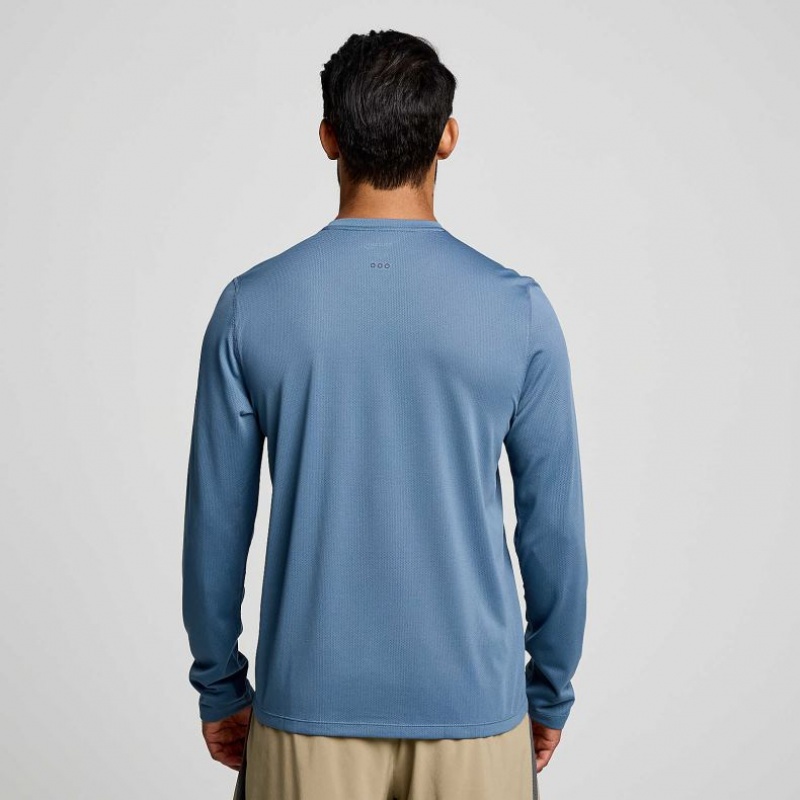 Blue Saucony Stopwatch Long Sleeve Men's T-Shirt | EGYPT HABYOV