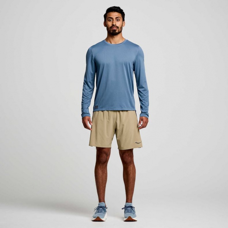 Blue Saucony Stopwatch Long Sleeve Men's T-Shirt | EGYPT HABYOV