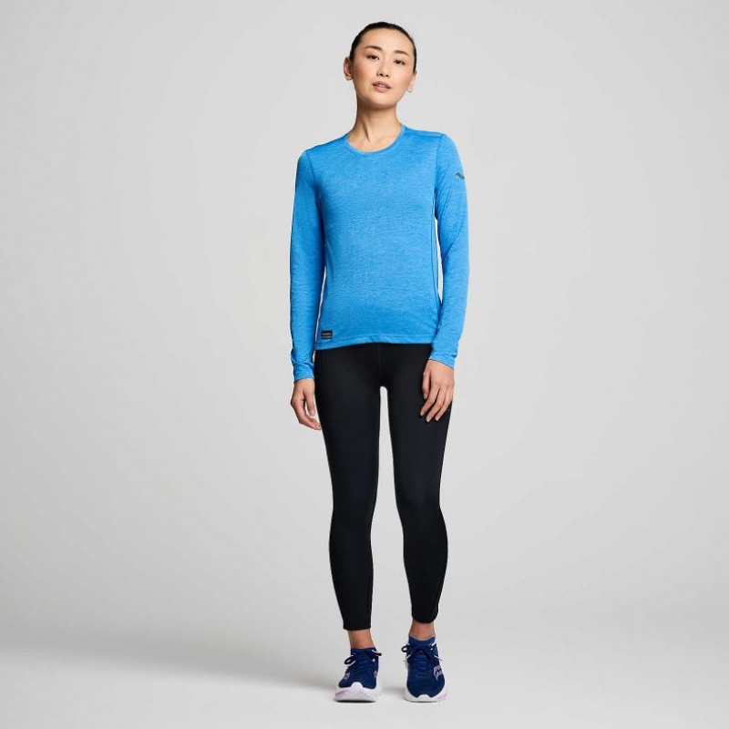 Blue Saucony Stopwatch Long Sleeve Women's T-Shirt | EGYPT IBAPRE