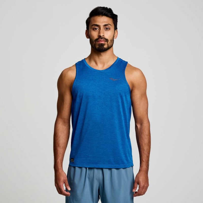 Blue Saucony Stopwatch Men\'s Singlet | EGYPT BKCMYT