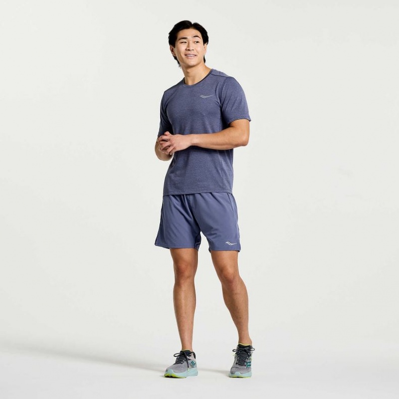 Blue Saucony Stopwatch Short Sleeve Men's T-Shirt | EGYPT DXTKZS