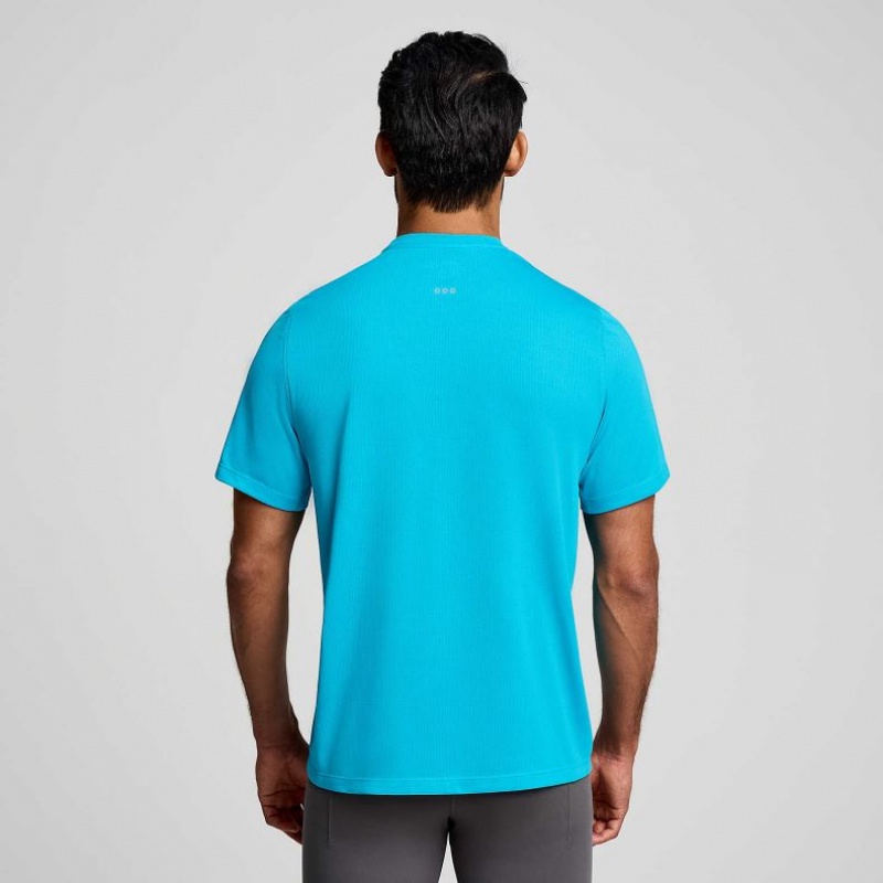 Blue Saucony Stopwatch Short Sleeve Men's T-Shirt | EGYPT LXJDUB