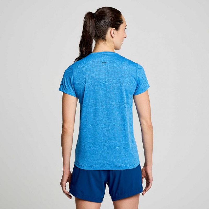 Blue Saucony Stopwatch Short Sleeve Women's T-Shirt | EGYPT FSQBMO