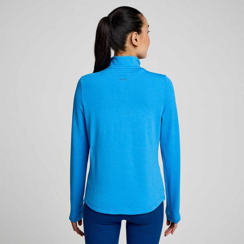 Blue Saucony Triumph 3D 1/2 Zip Women's Sweatshirt | EGYPT KQFMCI