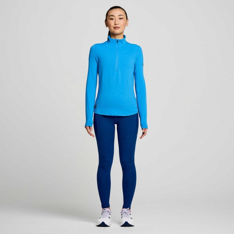 Blue Saucony Triumph 3D 1/2 Zip Women's Sweatshirt | EGYPT KQFMCI