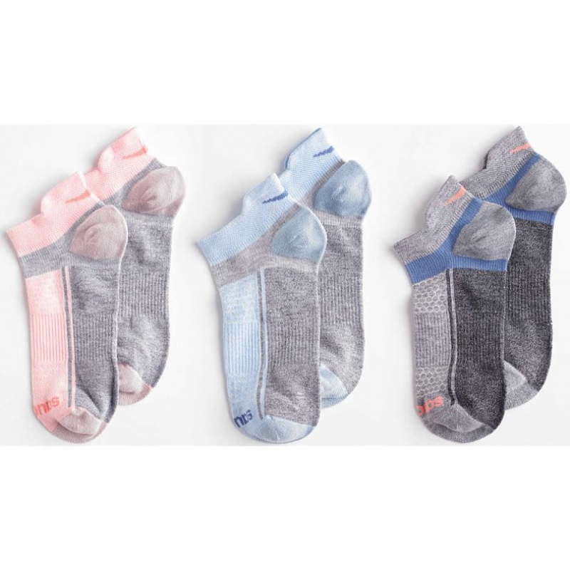 Blue / Pink / Grey Saucony Inferno Liteweight 3-Pack Women's Socks | EGYPT ZPGYFU