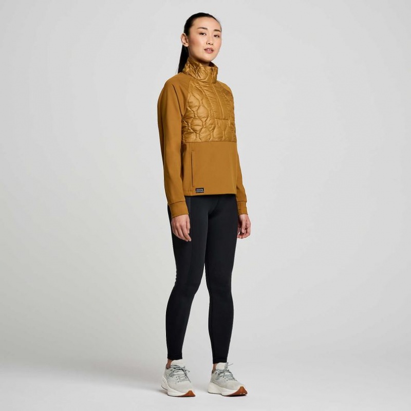 Brown Saucony Solstice Oysterpuff 1/2 Zip Women's Sweatshirt | EGYPT QIUAWJ