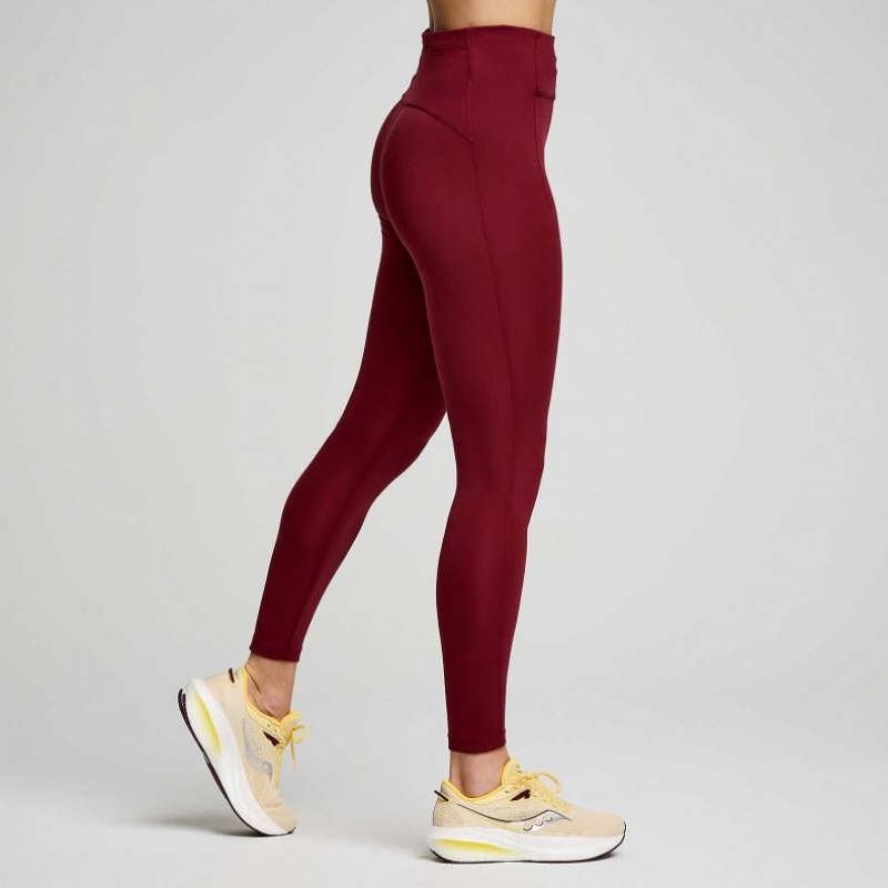 Burgundy Saucony Fortify 7/8 Women's Tight | EGYPT TNQKLC