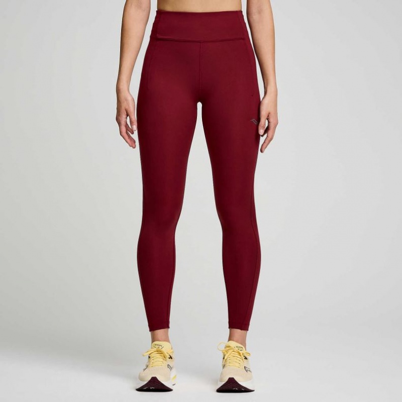 Burgundy Saucony Fortify 7/8 Women\'s Tight | EGYPT TNQKLC