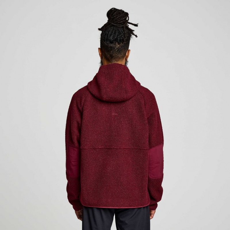 Burgundy Saucony Recovery Sherpa Pullover Men's Hoodie | EGYPT OUXZSJ