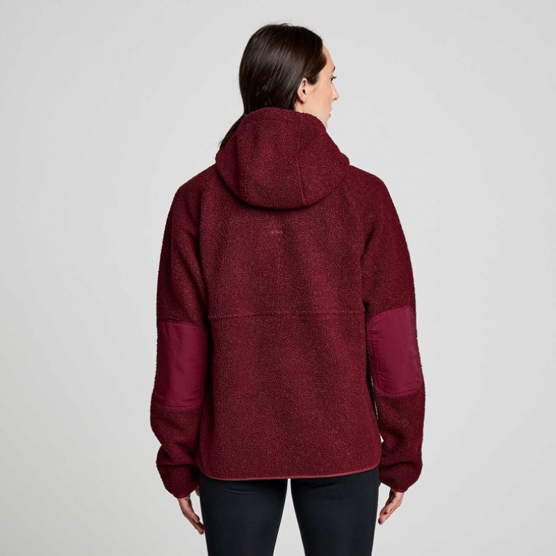 Burgundy Saucony Recovery Sherpa Pullover Women's Hoodie | EGYPT OGKVBQ