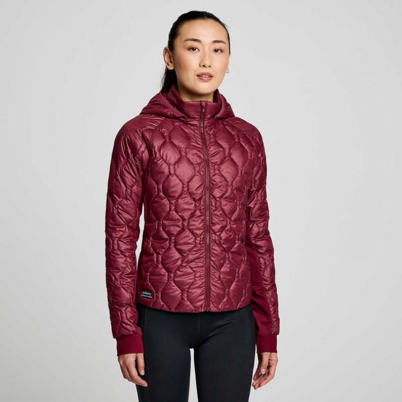 Burgundy Saucony Solstice Oysterpuff Women\'s Jacket | EGYPT LVPJMA