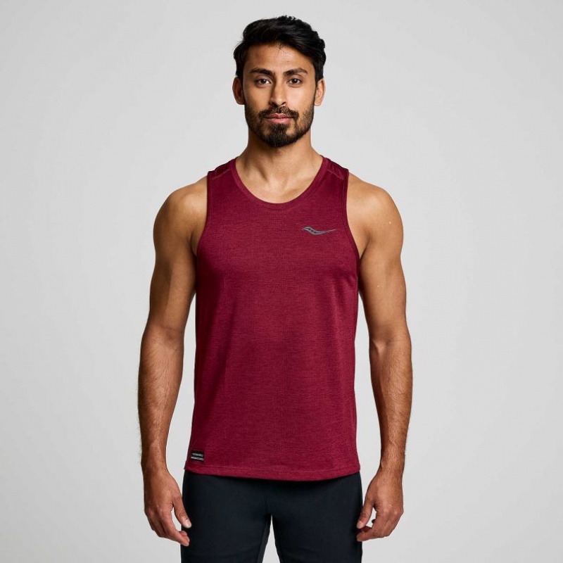 Burgundy Saucony Stopwatch Men\'s Singlet | EGYPT JXQHYW