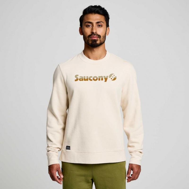 Cream Saucony Recovery Crew Men\'s Sweatshirt | EGYPT DVCGJQ