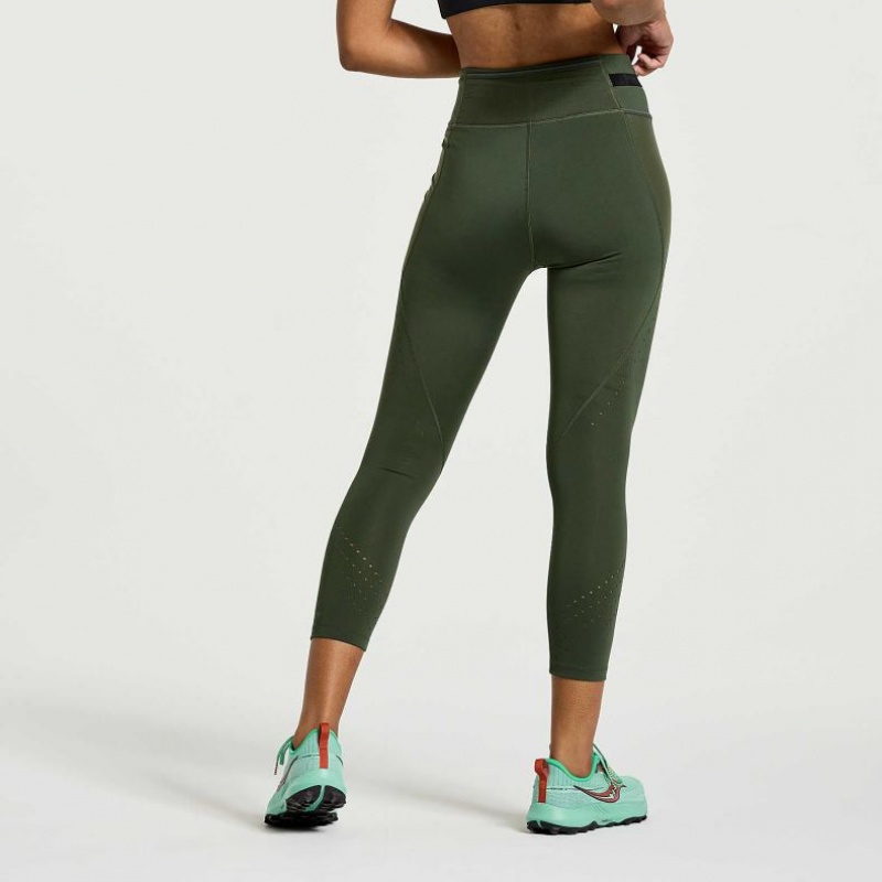 Dark Green Saucony Explorer Utility Crop Women's Tight | EGYPT QDOJXA