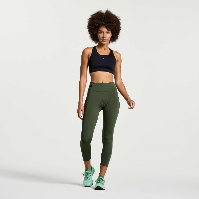 Dark Green Saucony Explorer Utility Crop Women's Tight | EGYPT QDOJXA