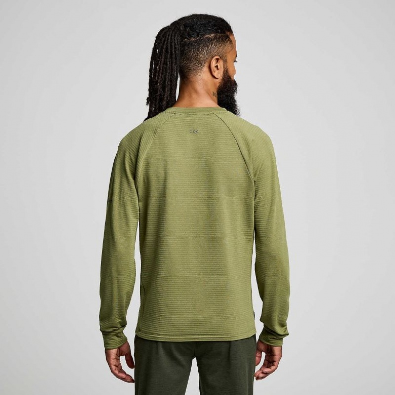 Green Saucony Triumph 3D Crew Men's Sweatshirt | EGYPT SFXJQH