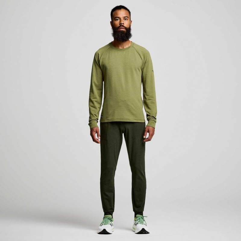 Green Saucony Triumph 3D Crew Men's Sweatshirt | EGYPT SFXJQH