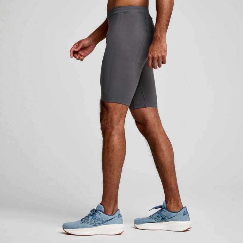 Grey Saucony Fortify Lined Half Men's Tight | EGYPT NYUWXI