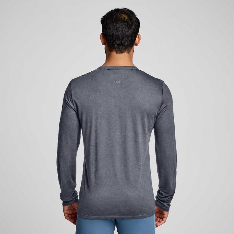 Grey Saucony Peregrine Merino Long Sleeve Men's T-Shirt | EGYPT ZTDEOX