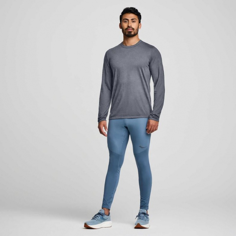 Grey Saucony Peregrine Merino Long Sleeve Men's T-Shirt | EGYPT ZTDEOX