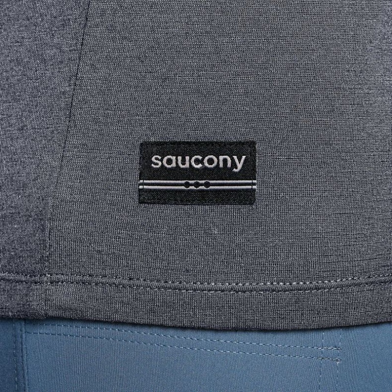 Grey Saucony Peregrine Merino Long Sleeve Men's T-Shirt | EGYPT ZTDEOX