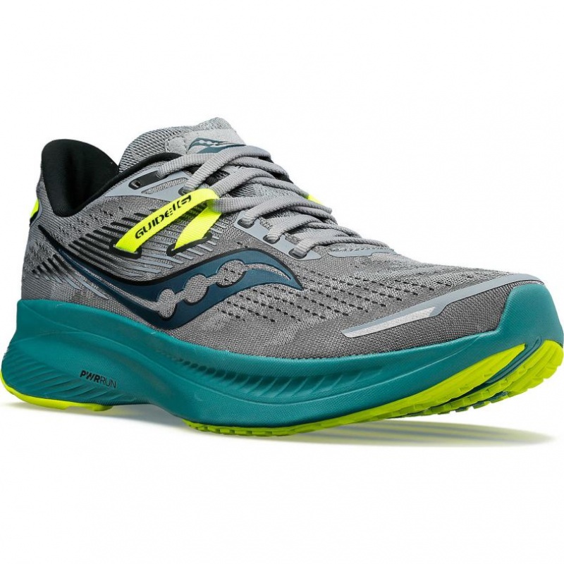 Grey / Turquoise Saucony Guide 16 Men's Wide Running Shoes | EGYPT OUQSPZ